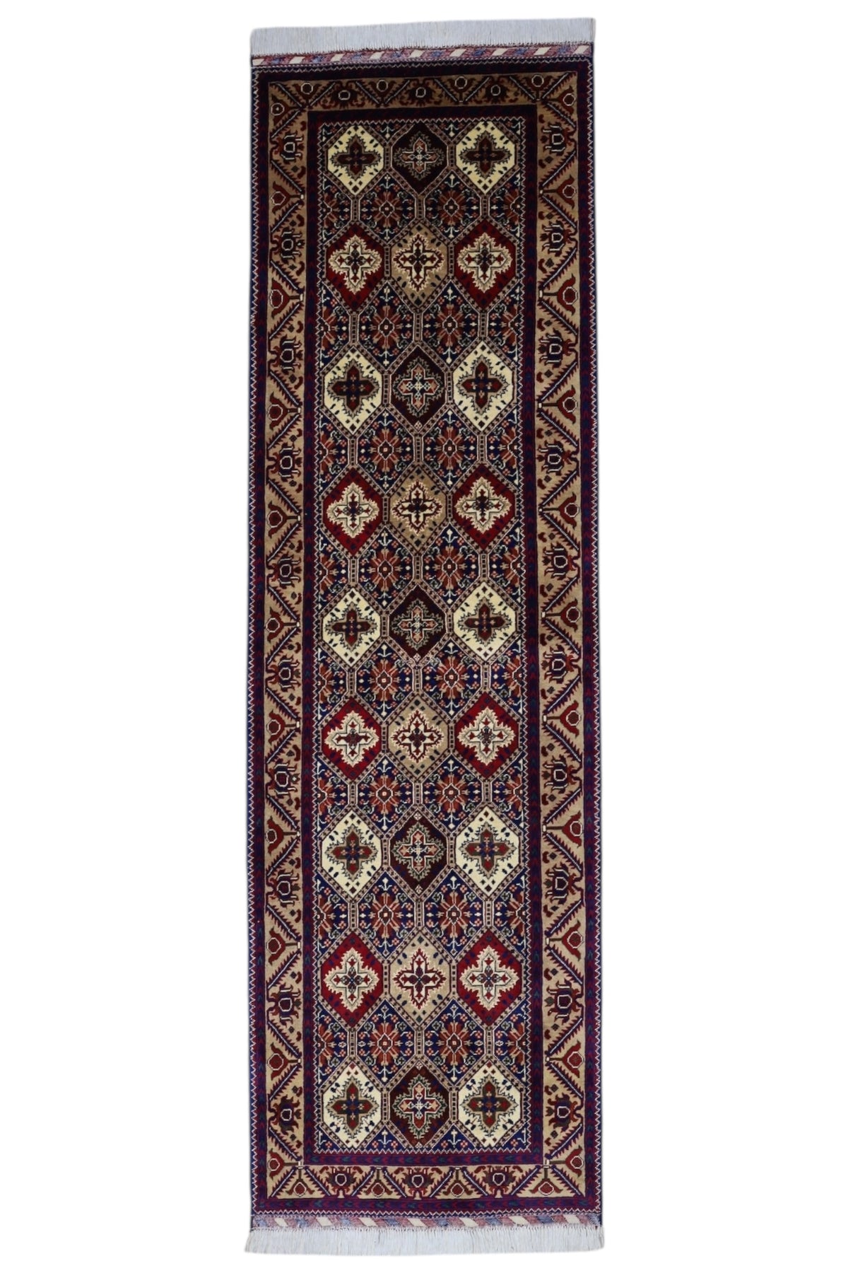 Afghani Runner runner size range tribal Cream laid flat