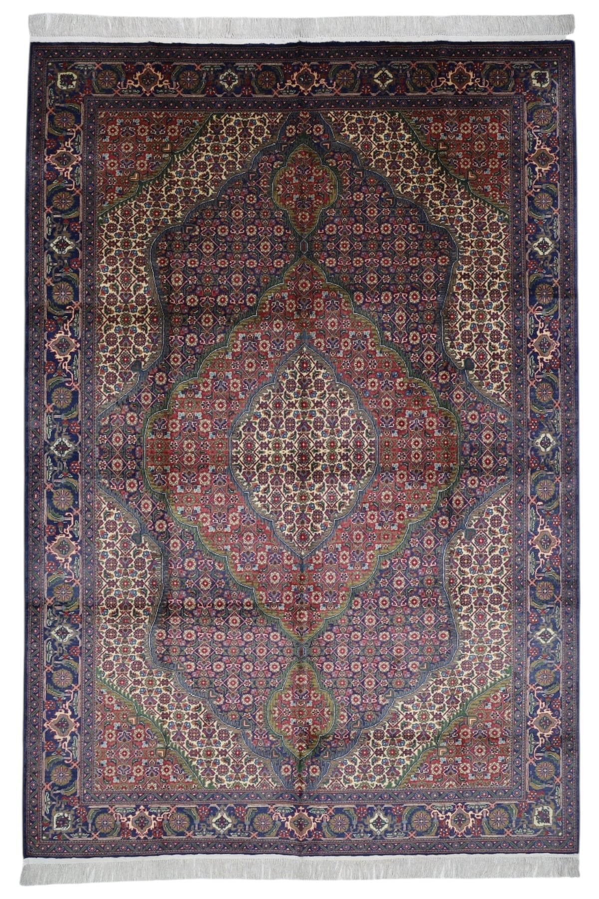 Afghani Rug 7x10 size range tribal Red Cream laid flat
