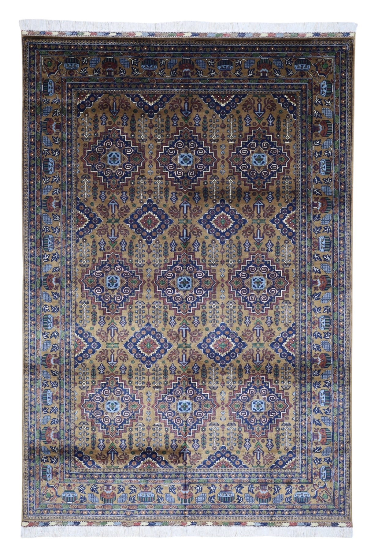 Afghan Zerkhaki Rug 6'7" x 9'7", Hand-Knotted Wool, Brown