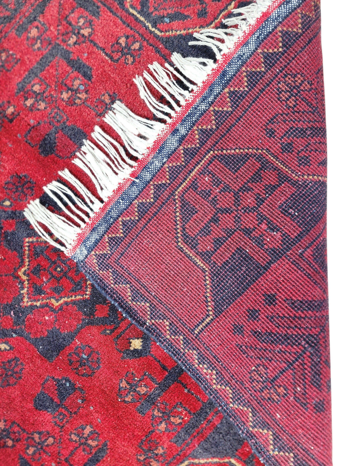 Afghan Balisht Runner 2'8" x 6'6", Hand-Knotted Wool, Red, view 3