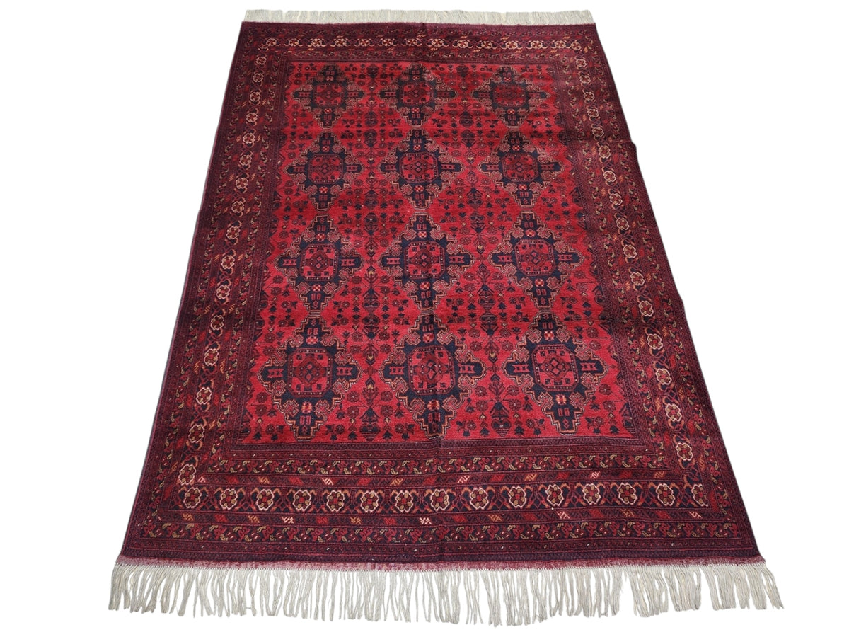 Afghan Patnos Rug 6'9" x 9'5", Hand-Knotted Wool, Red, view 2