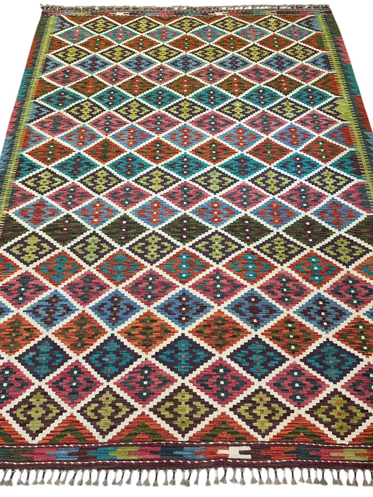 Afghan Kilim Rug 5'10" x 8'2", Hand-Woven Wool