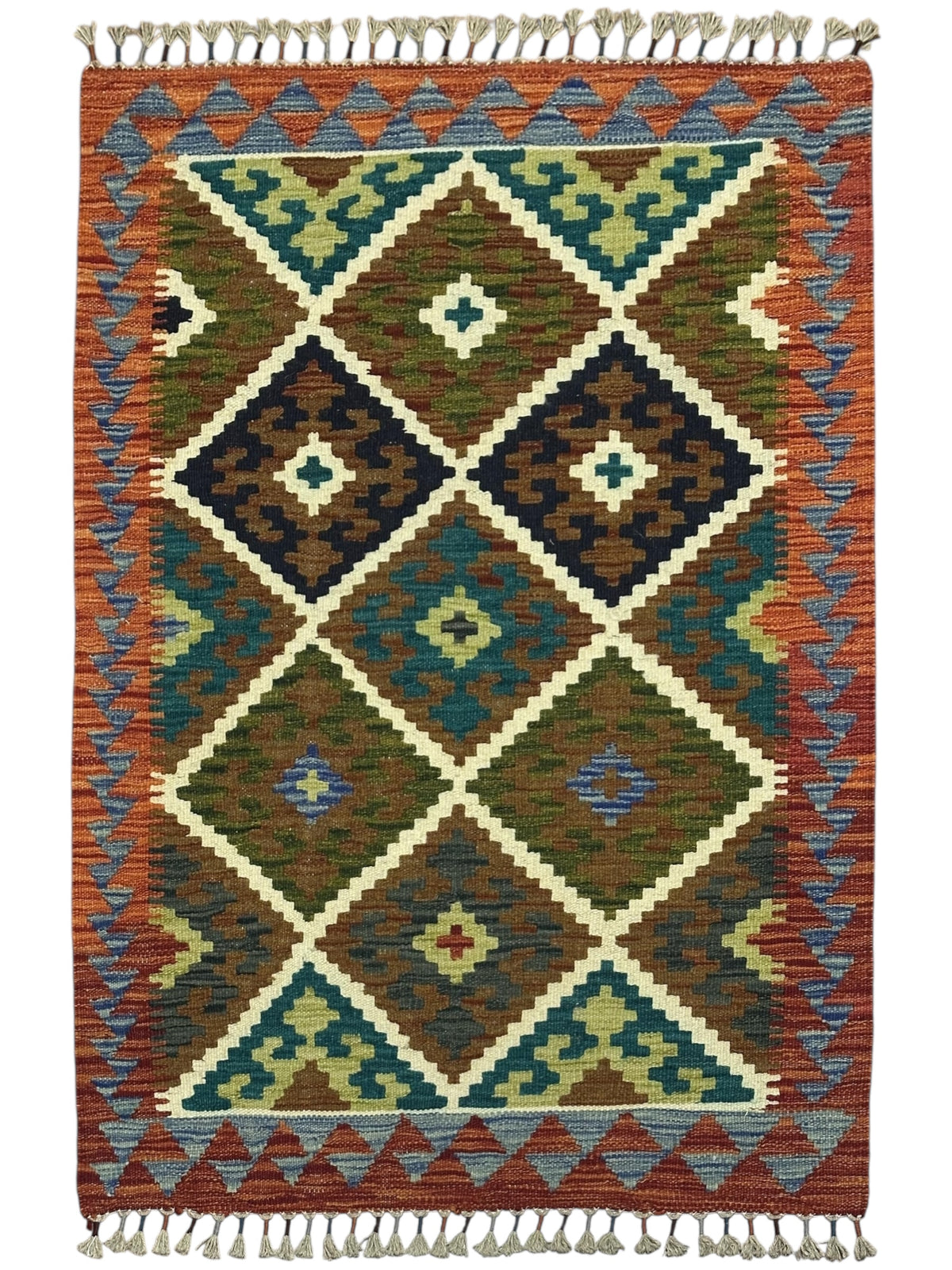 Afghan Kilim Rug 2'10" x 4', Hand-Woven Wool, No. 209