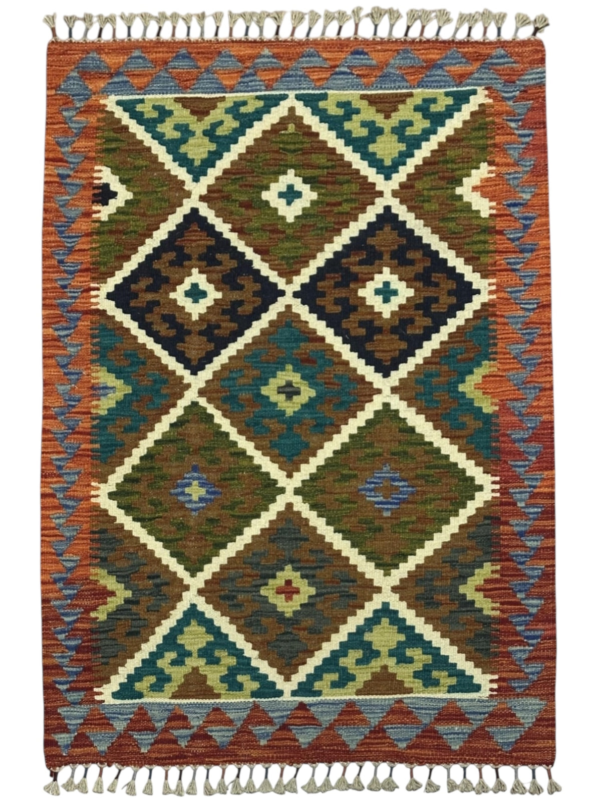 Afghan Kilim Rug 2'9" x 4'2", Hand-Woven Wool, No. 210