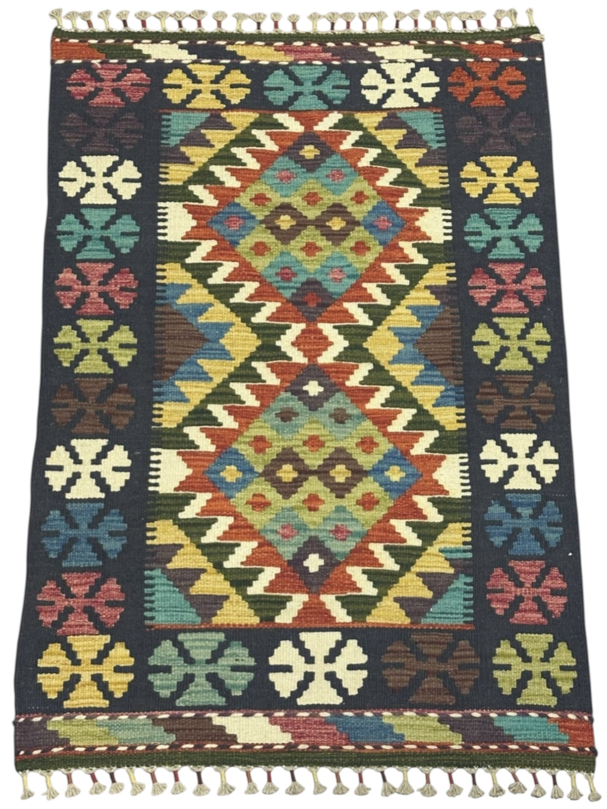 Afghan Kilim Rug 2'9" x 4'4", Hand-Woven Wool, No. 641, view 2