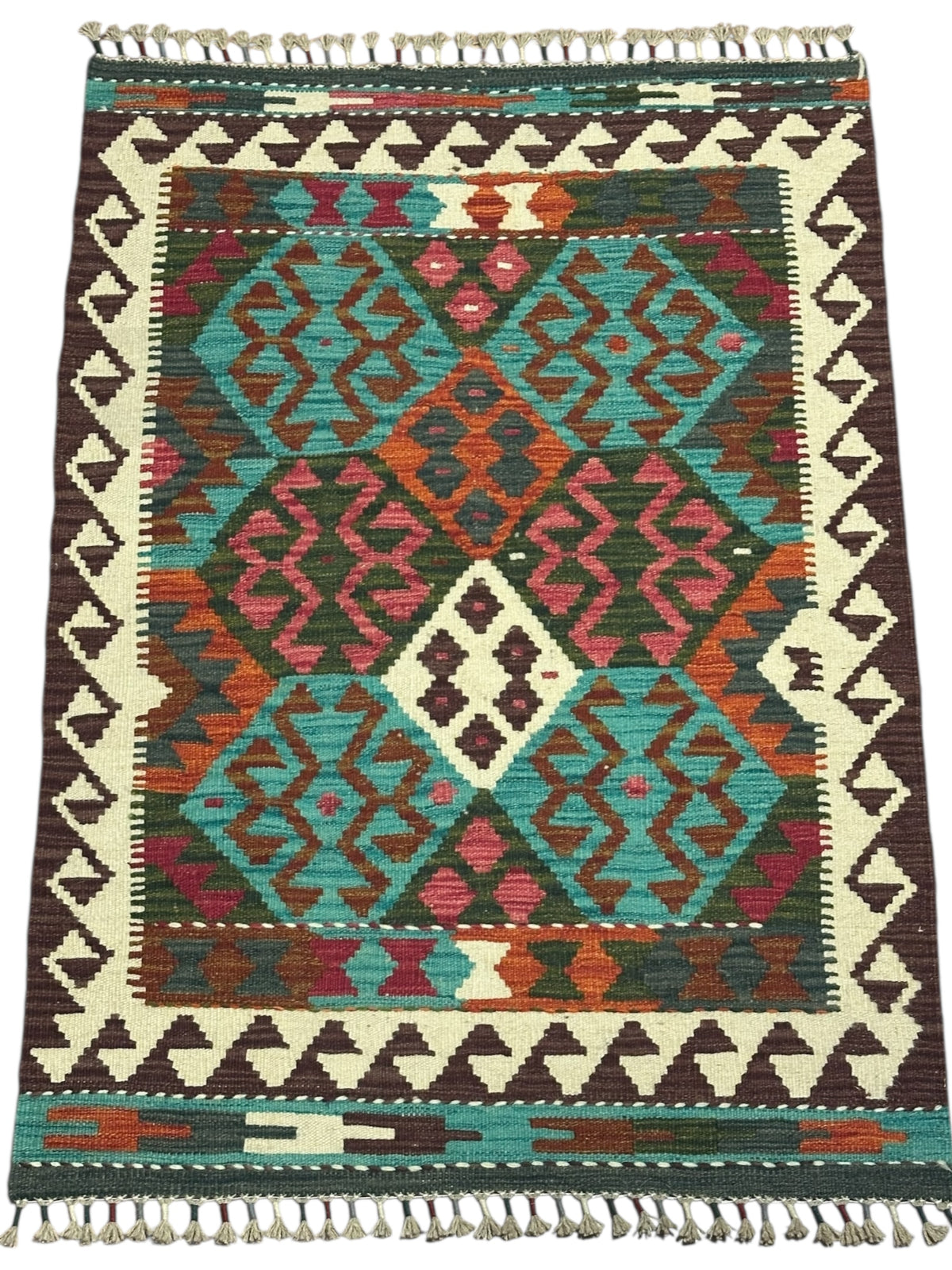 Afghan Kilim Rug 2'11" x 4'1", Hand-Woven Wool, No. 303, view 2