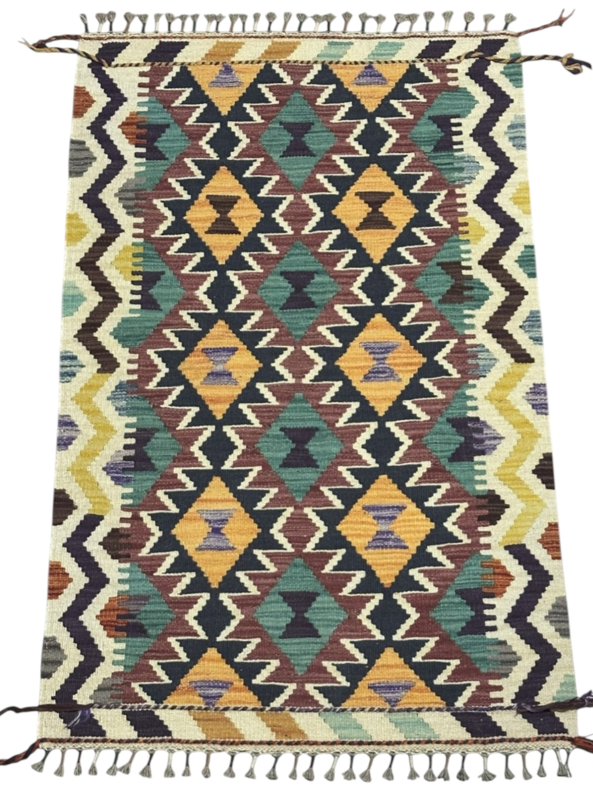 Afghan Kilim Rug 2'7" x 4'2", Hand-Woven Wool, No. 311, view 2