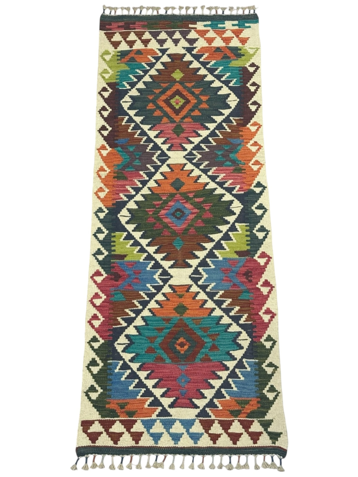 Afghan Kilim Runner 2' x 6'9", Hand-Woven Wool, No. 319, view 2