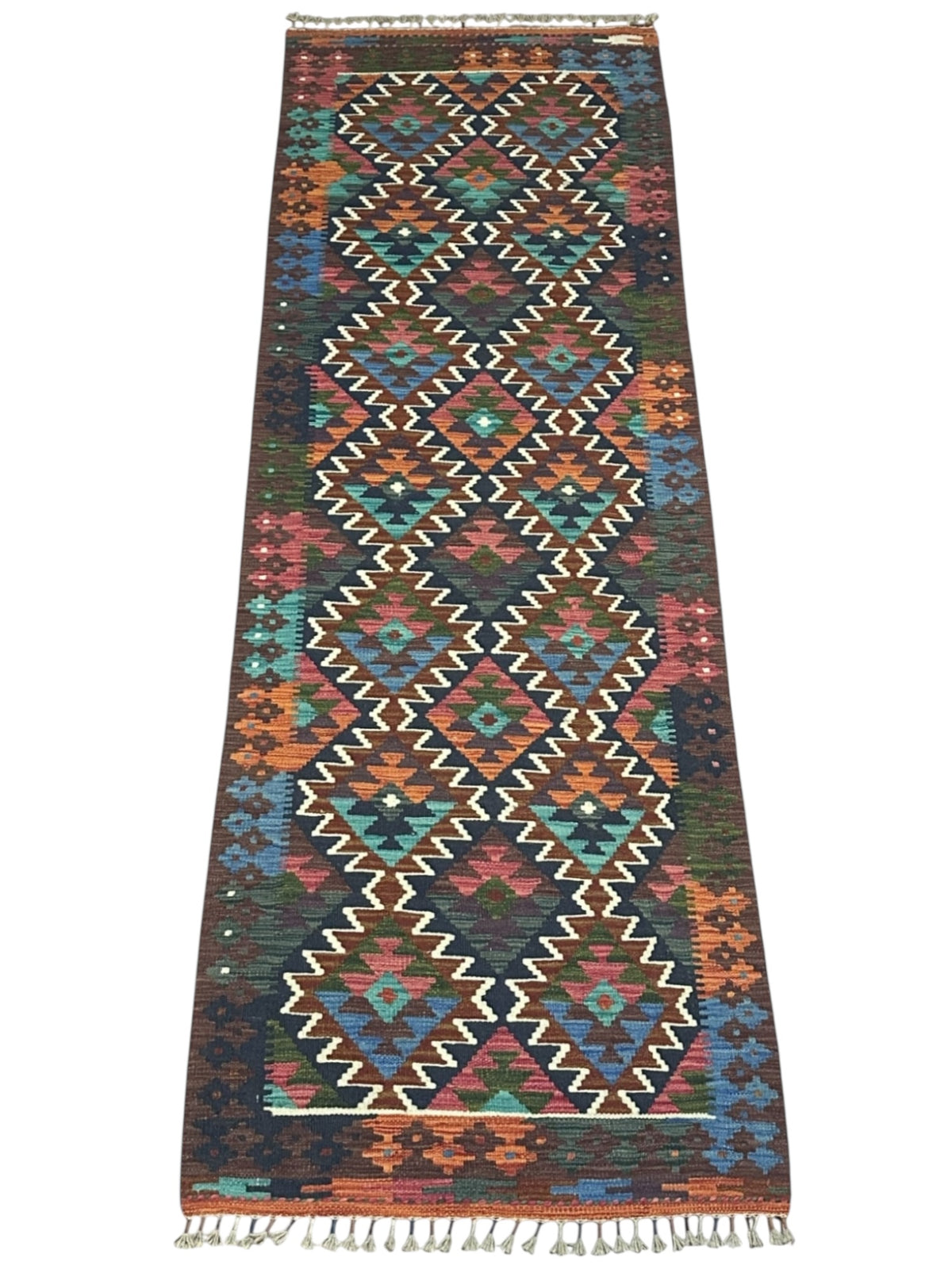 Afghan Kilim Runner 2'9" x 8'1", Hand-Woven Wool, No. 323, view 2