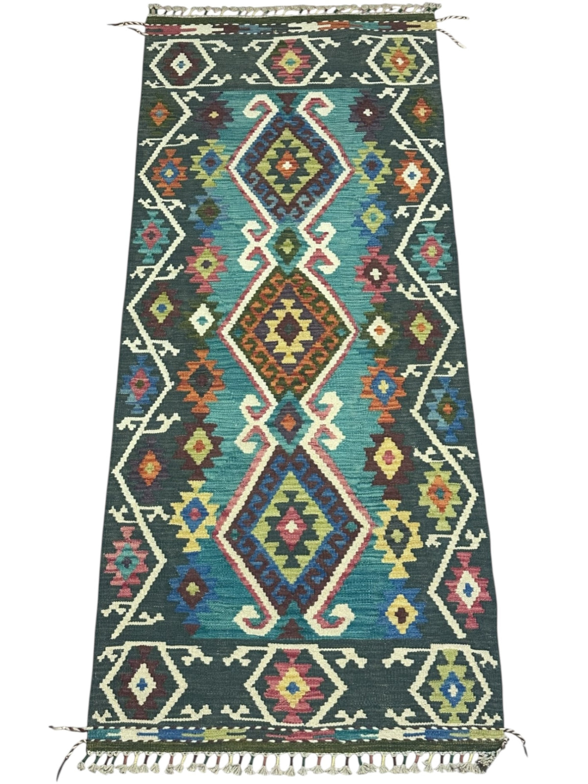 Afghan Kilim Runner 2'10" x 6'9", Hand-Woven Wool, No. 330, view 2