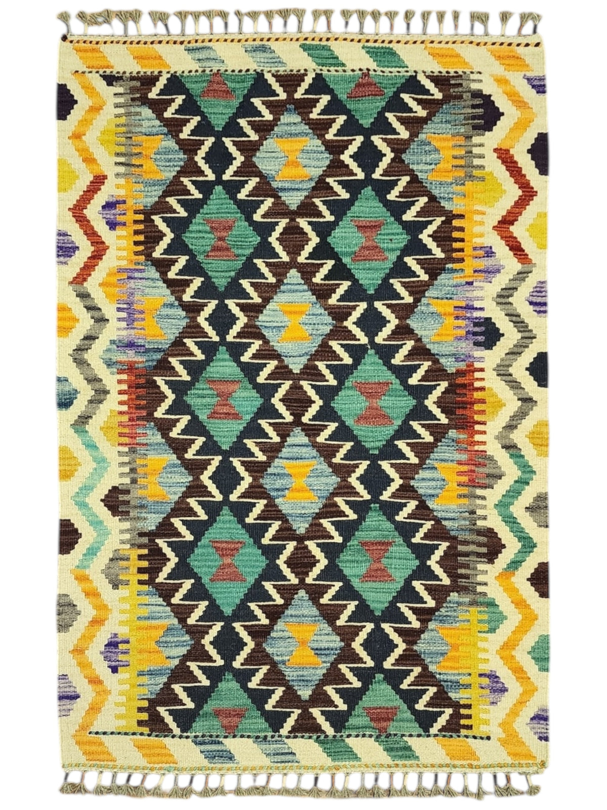 Afghan Kilim Rug 2'9" x 4'1", Hand-Woven Wool, No. 279
