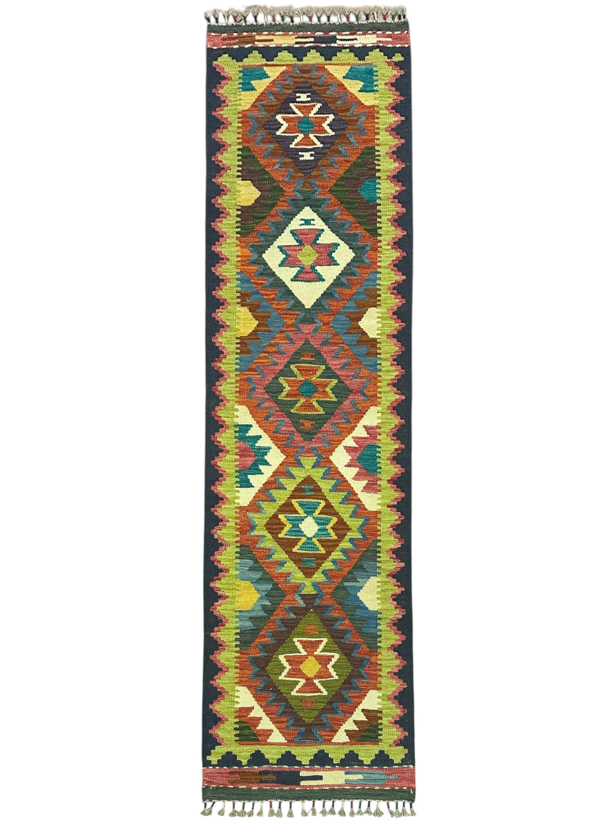 Afghan Kilim Runner 2' x 6'7", Hand-Woven Wool, No. 359
