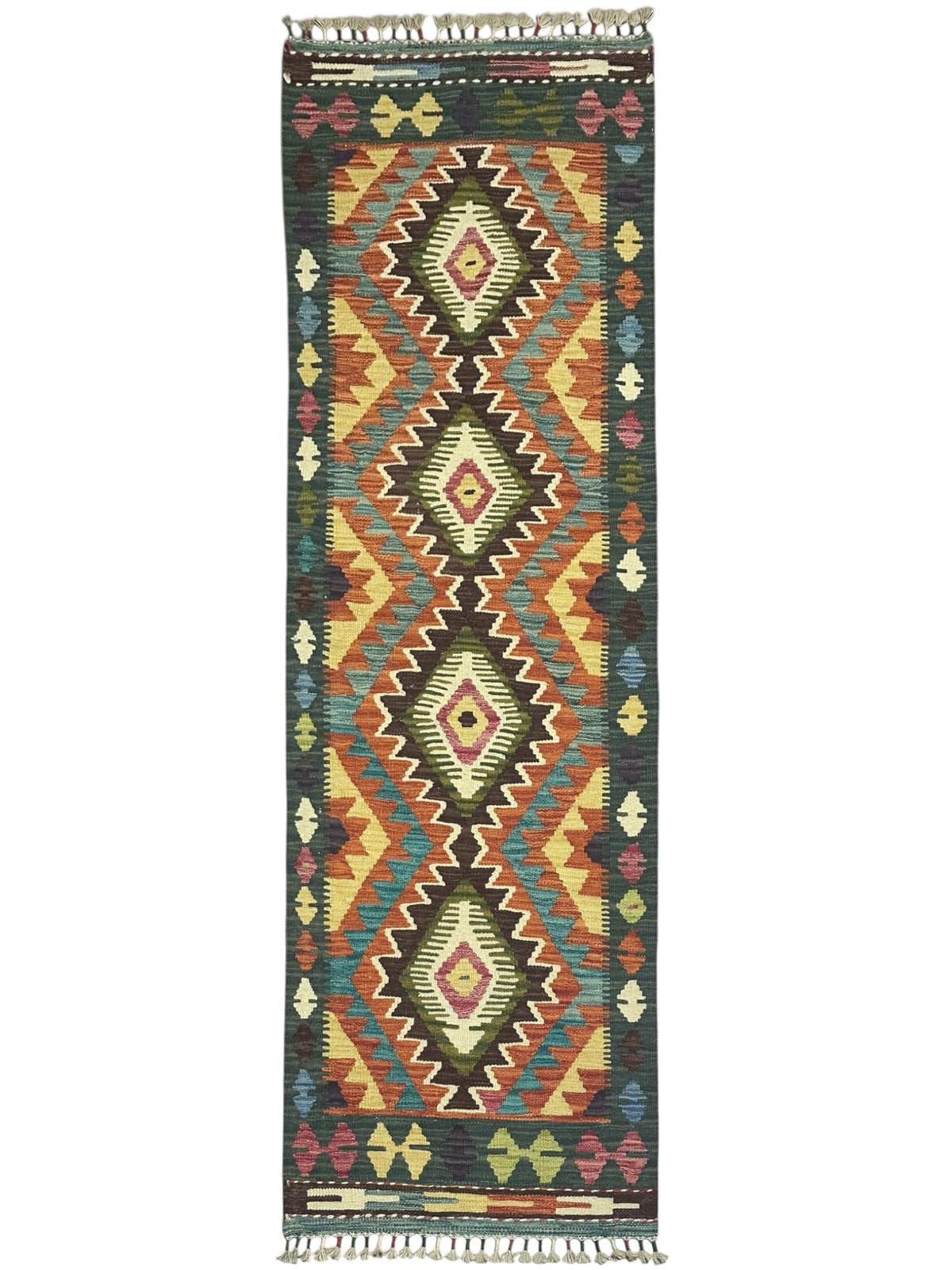 Afghan Kilim Runner 2'3" x 6'7", Hand-Woven Wool, No. 332