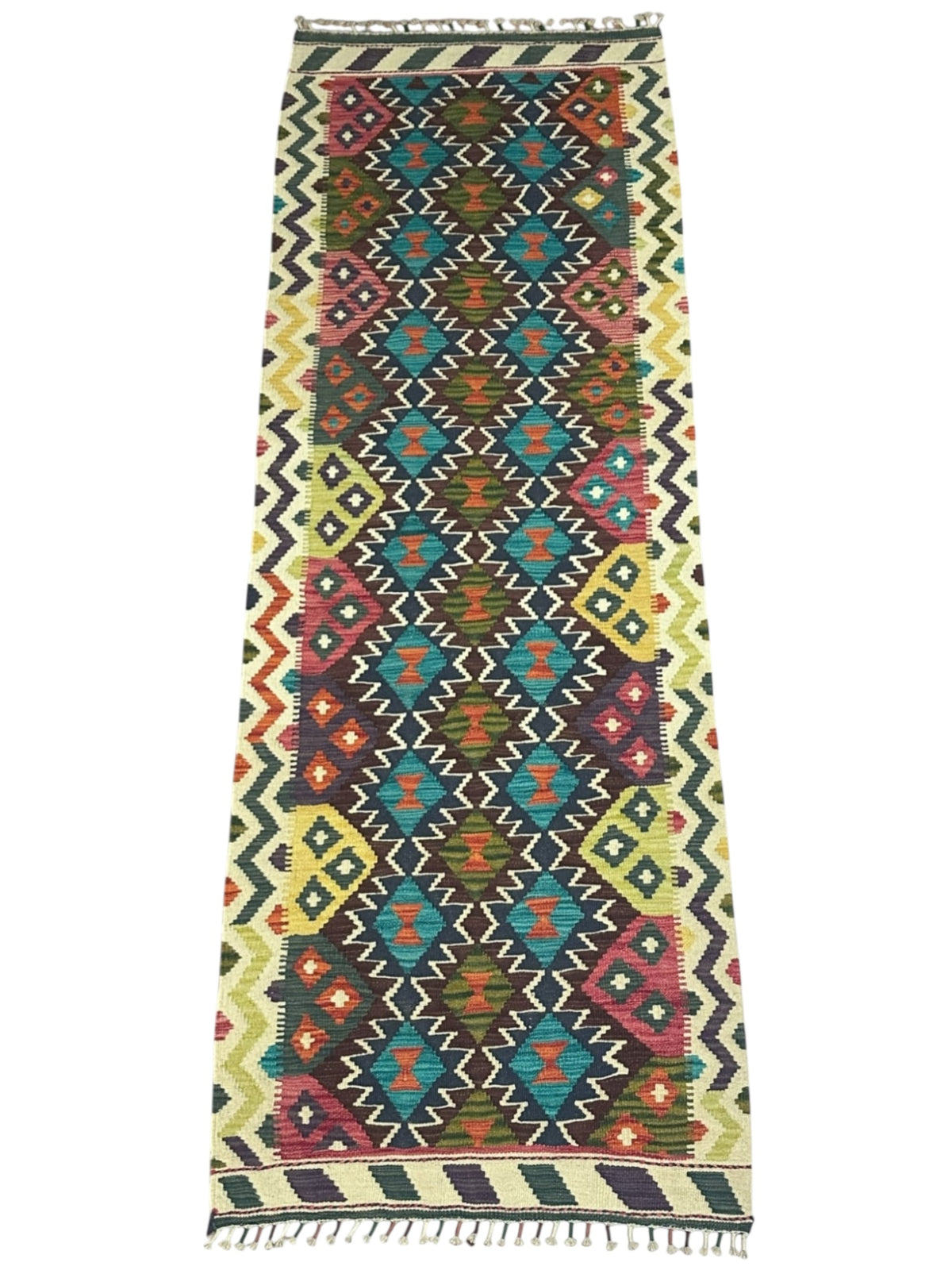 Afghan Kilim Runner 2'9" x 7'9", Hand-Woven Wool, No. 334, view 2