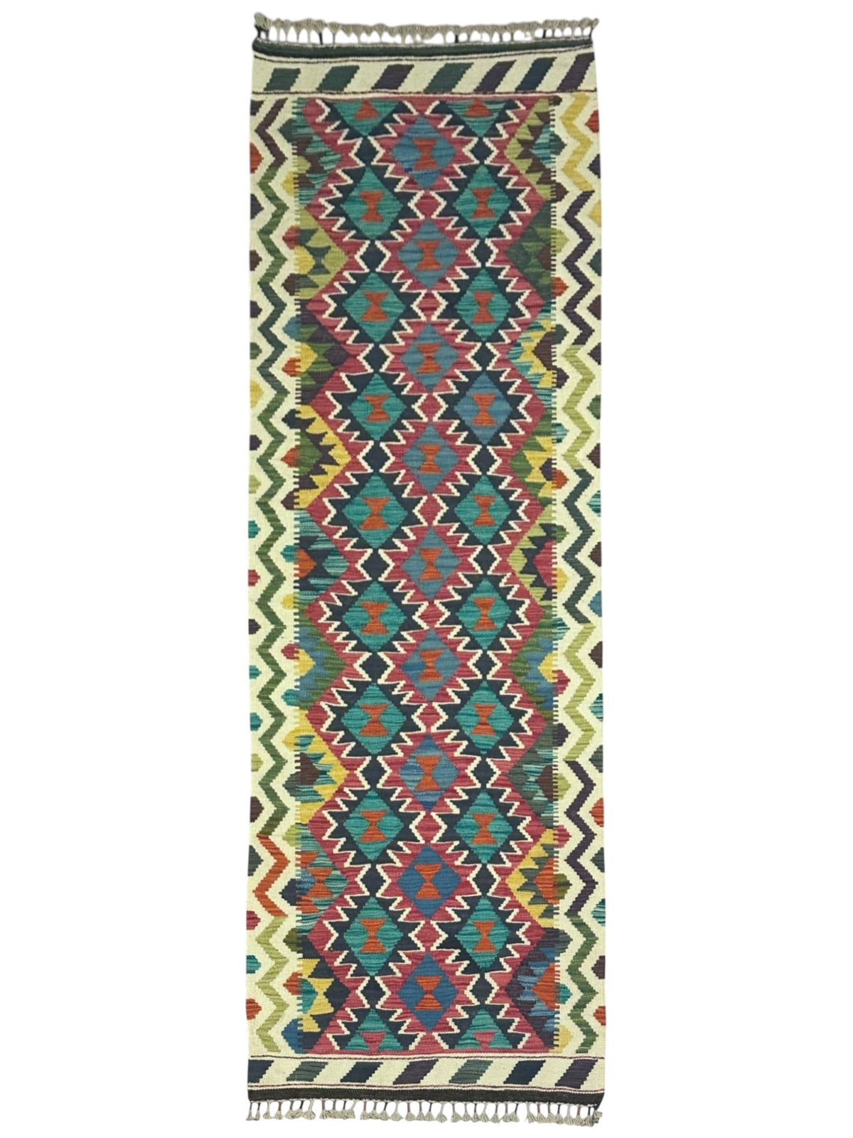 Afghan Kilim Runner 2'9" x 7'9", Hand-Woven Wool, No. 335