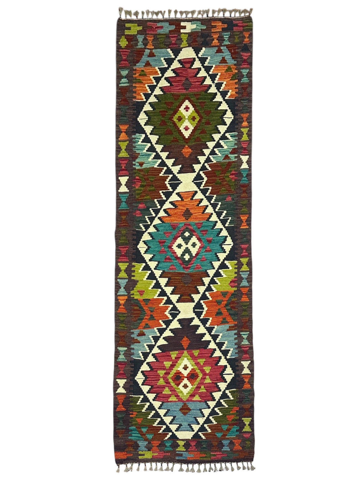 Afghan Kilim Runner 2'3" x 6'10", Hand-Woven Wool, No. 339