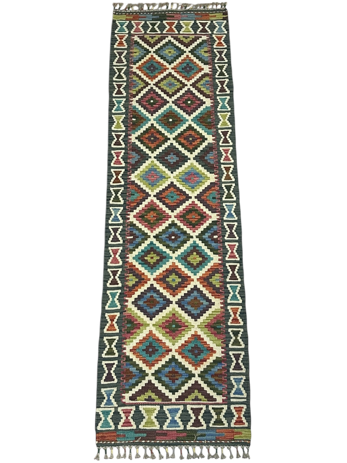 Afghan Kilim Runner 2' x 7'1", Hand-Woven Wool, No. 341, view 2