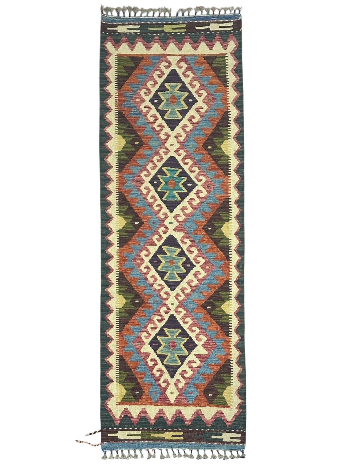 Afghan Kilim Runner 2'2" x 6'5", Hand-Woven Wool, No. 343