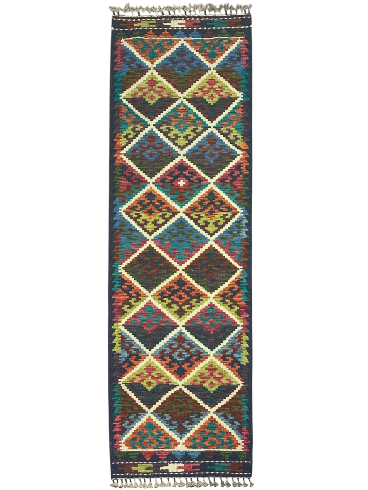Afghan Kilim Runner 2'2" x 6'7", Hand-Woven Wool, No. 344