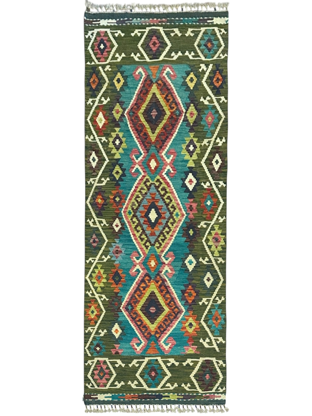 Afghan Kilim Runner 2'9" x 6'10", Hand-Woven Wool, No. 346