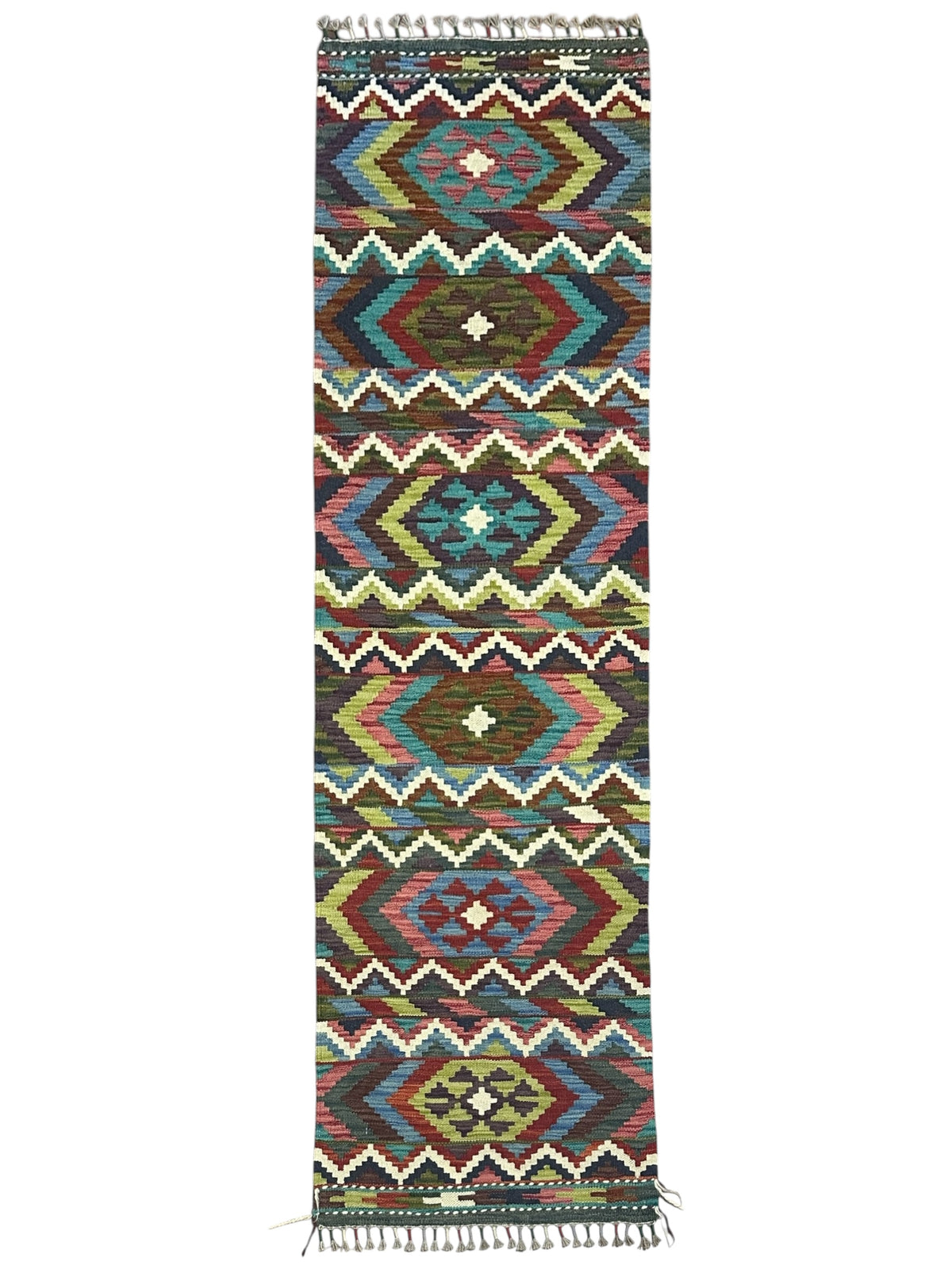 Afghan Kilim Runner 2' x 6'8", Hand-Woven Wool, No. 351