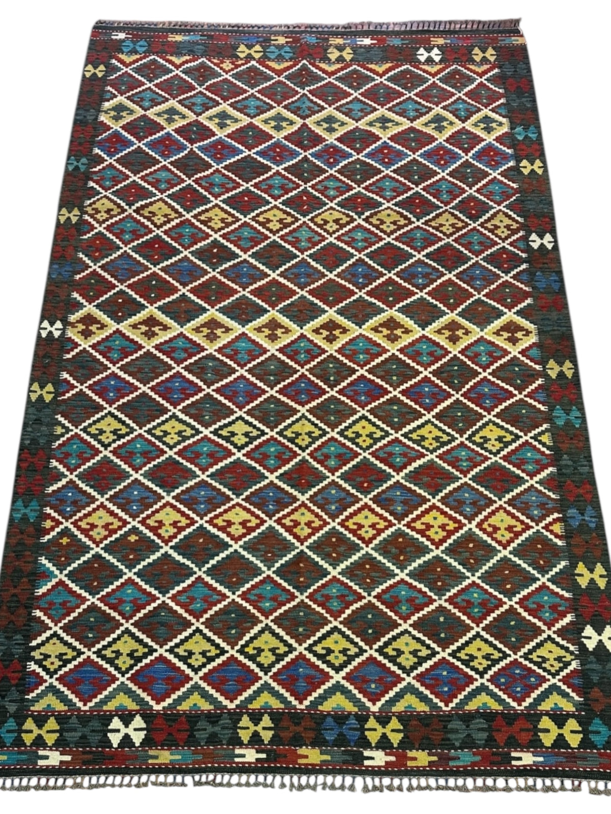 Afghan Kilim Rug 6x10, Brown, Rust & Ivory, Hand-Woven Wool Flatweave, view 2