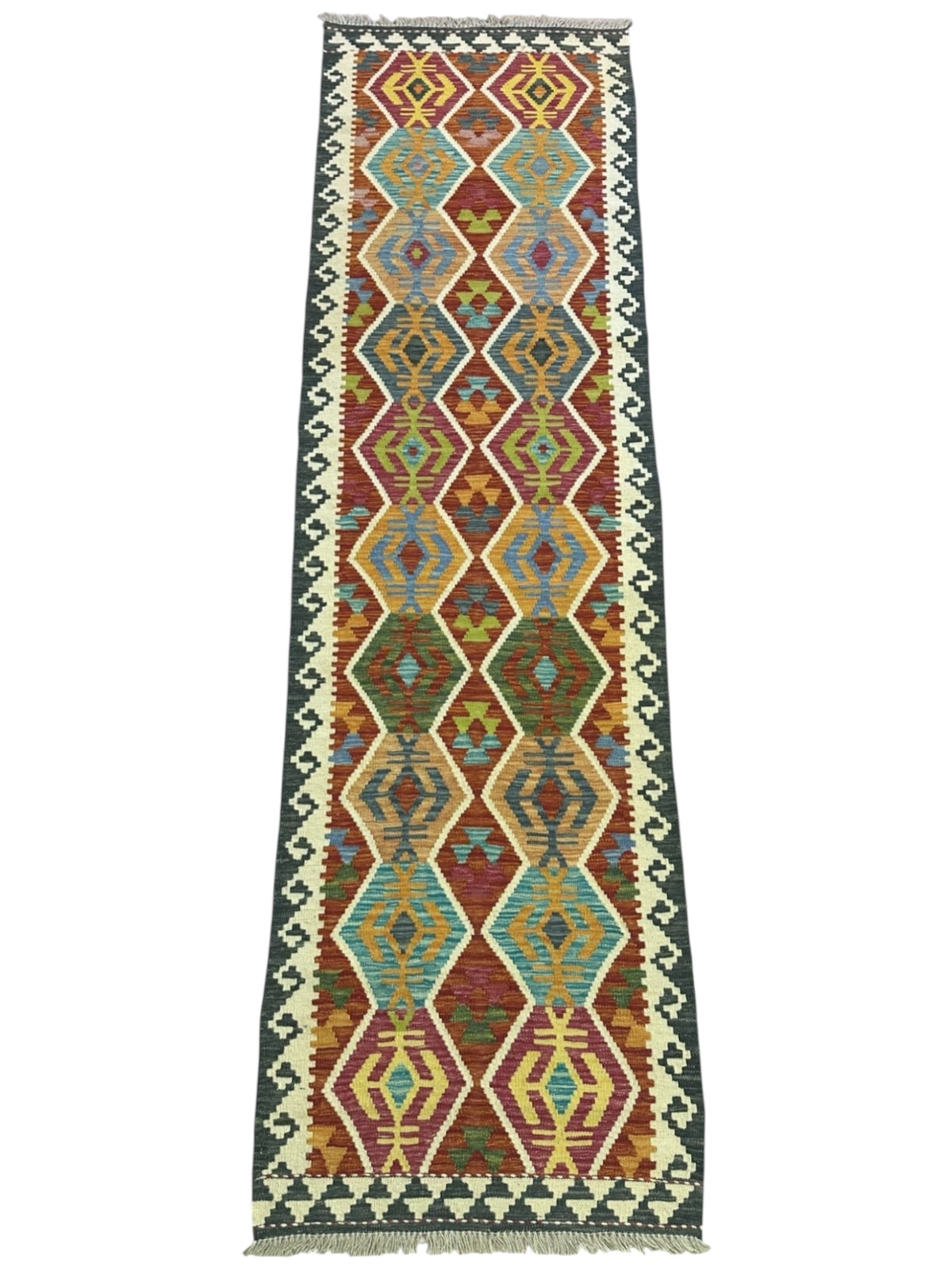 Afghan Kilim Runner 2'9" x 9'9", Hand-Woven Wool, No. 532, view 2