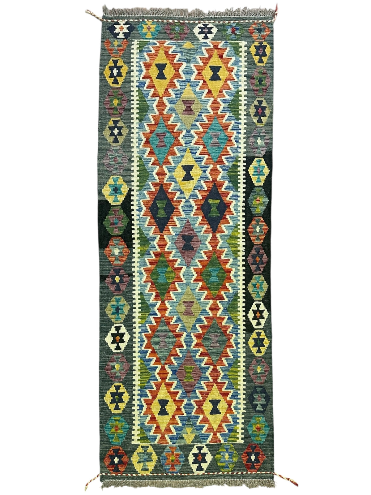 Afghan Kilim Runner 2'10" x 6'11", Hand-Woven Wool, No. 537