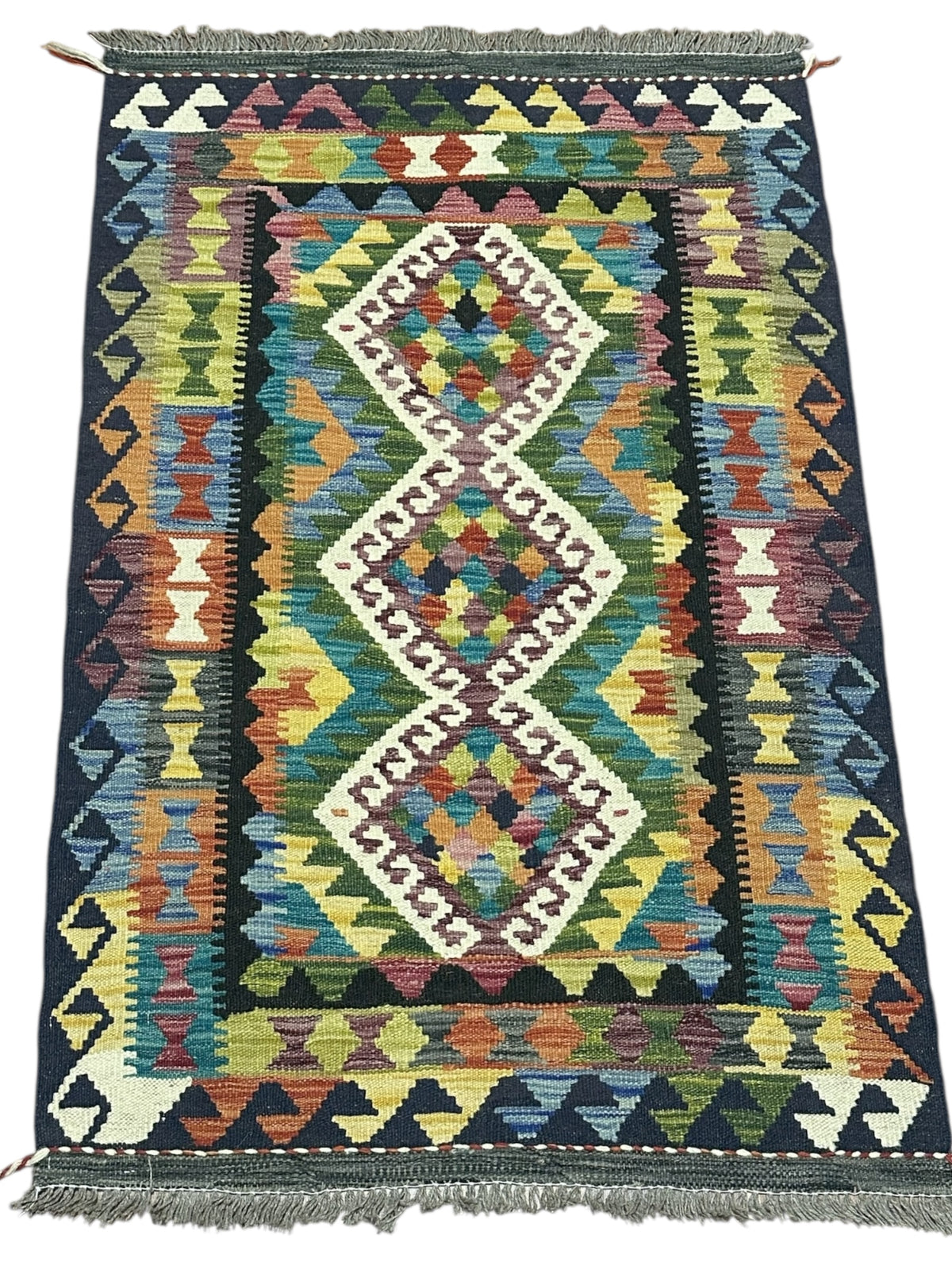 Afghan Kilim Rug 2'9" x 4'3", Hand-Woven Wool, No. 544, view 2