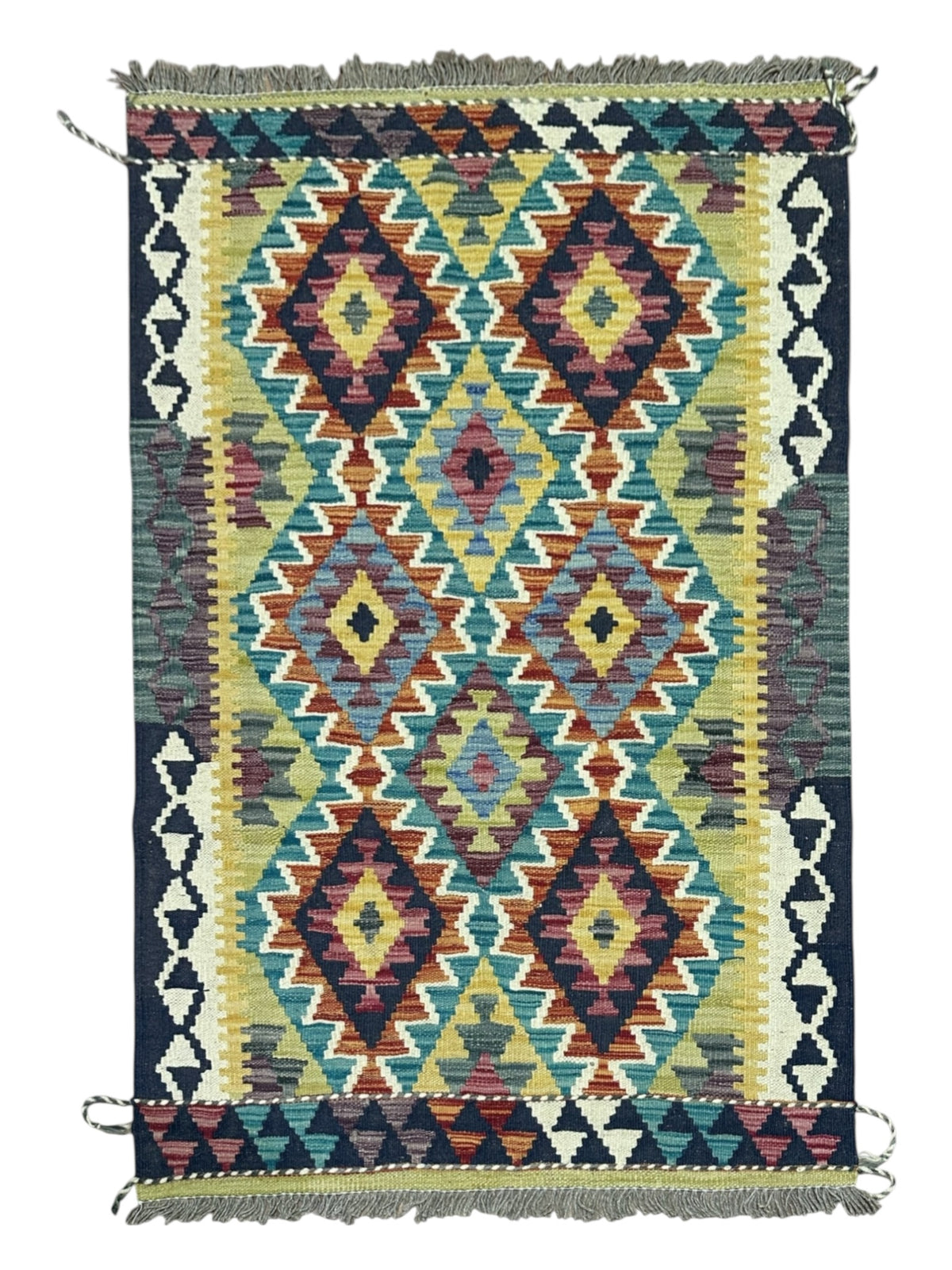 Afghan Kilim Rug 2'9" x 4'1", Hand-Woven Wool, No. 546