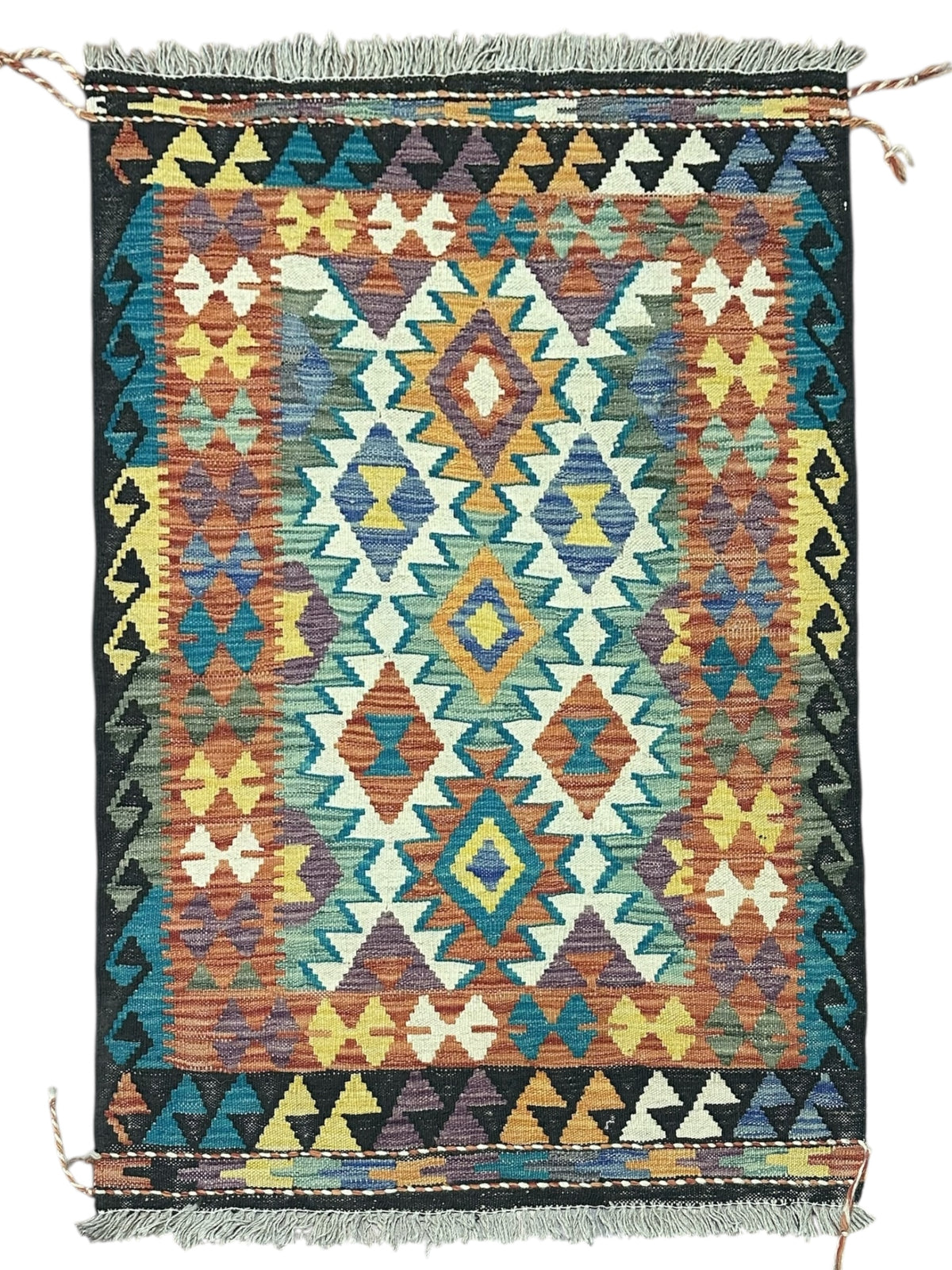 Afghan Kilim Rug 2'9" x 4'1", Hand-Woven Wool, No. 549