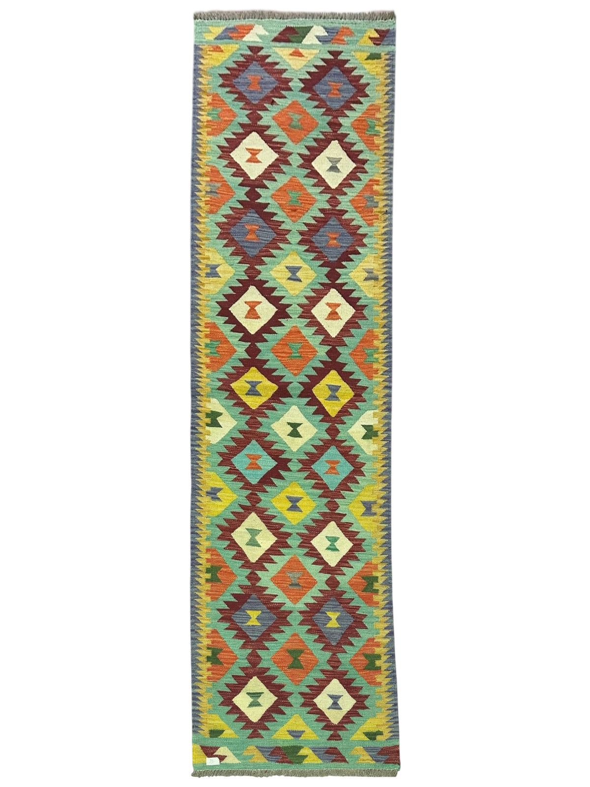 Afghan Kilim Runner 2'6" x 8', Hand-Woven Wool, No. 555