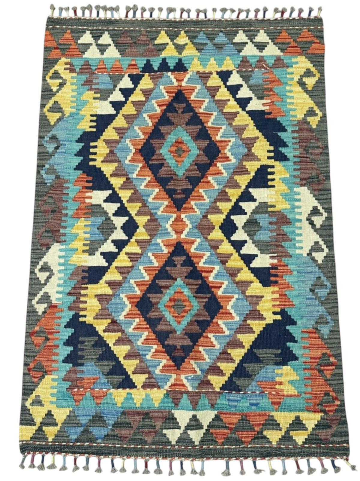 Afghan Kilim Rug 2'11" x 4'4", Hand-Woven Wool, No. 563, view 2