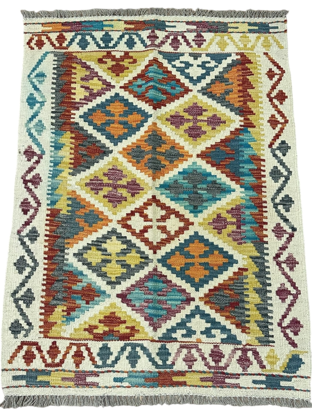 Afghan Kilim Rug 2'9" x 3'9", Hand-Woven Wool, No. 566, view 2