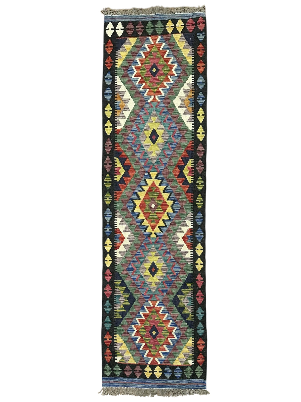 Afghan Kilim Runner 2'1" x 6'5", Hand-Woven Wool, No. 574