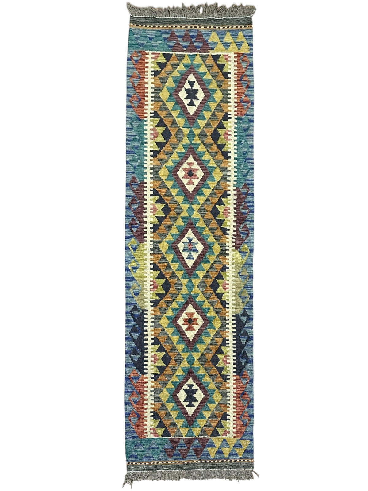Afghan Kilim Runner 2'1" x 6'5", Hand-Woven Wool, No. 575