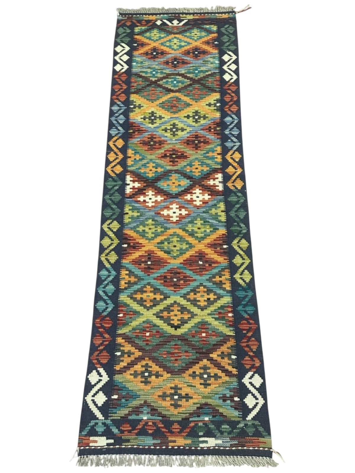 Afghan Kilim Runner 2' x 6'8", Hand-Woven Wool, No. 580, view 2