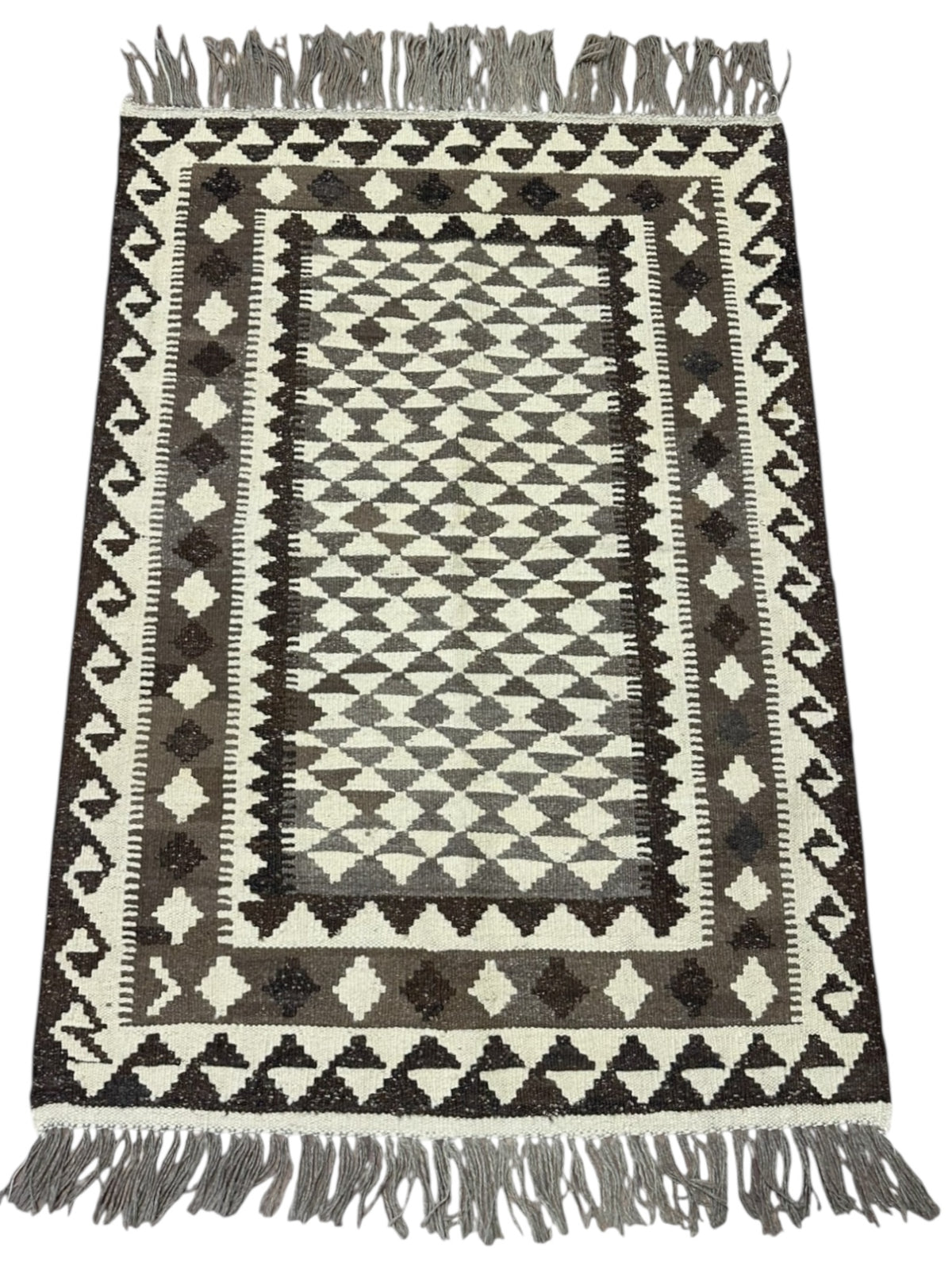 Afghan Kilim Rug 2'9" x 3'10", Hand-Woven Wool, No. 581, view 2