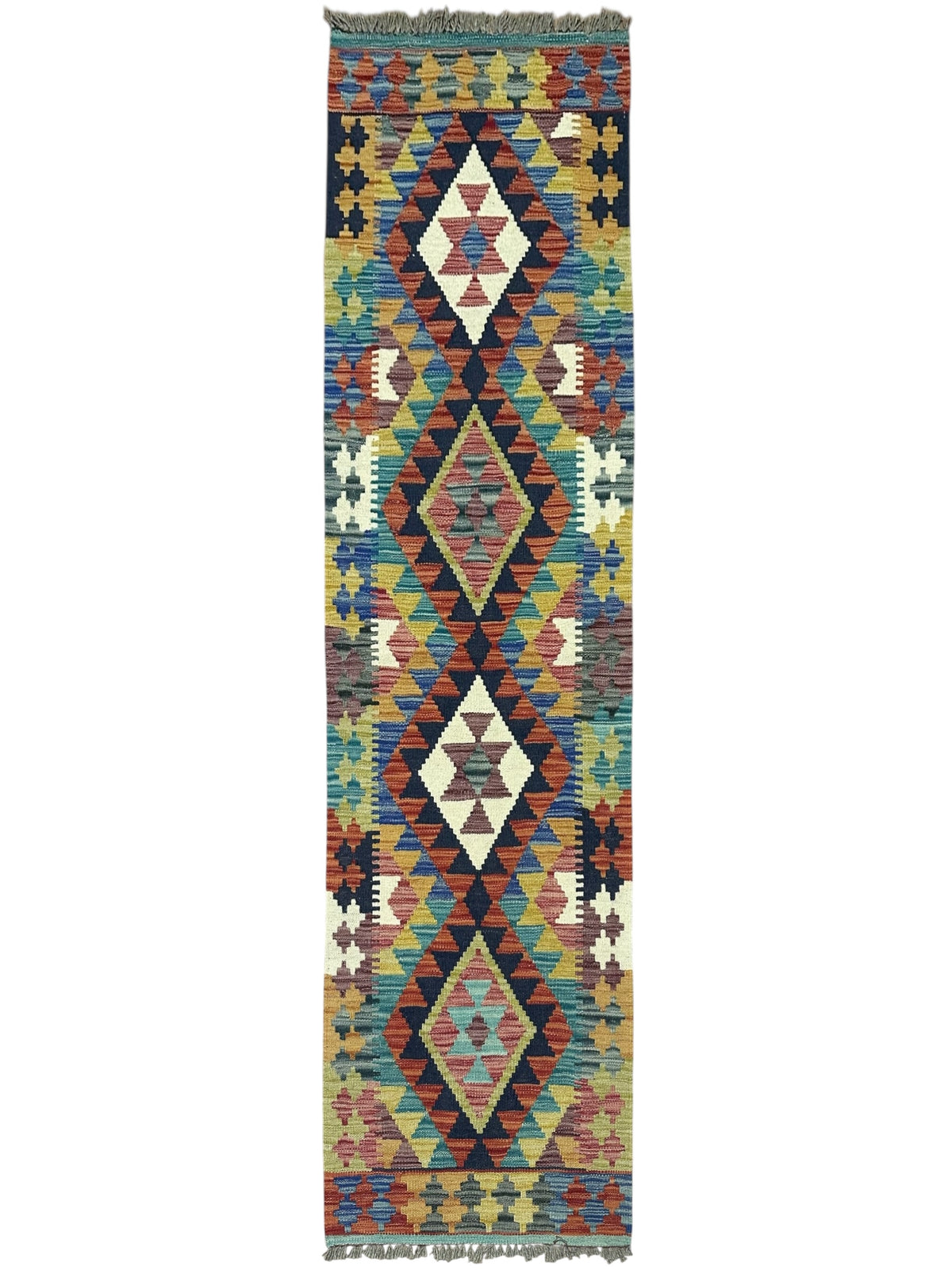 Afghan Kilim Runner 2'1" x 6'11", Hand-Woven Wool, No. 583