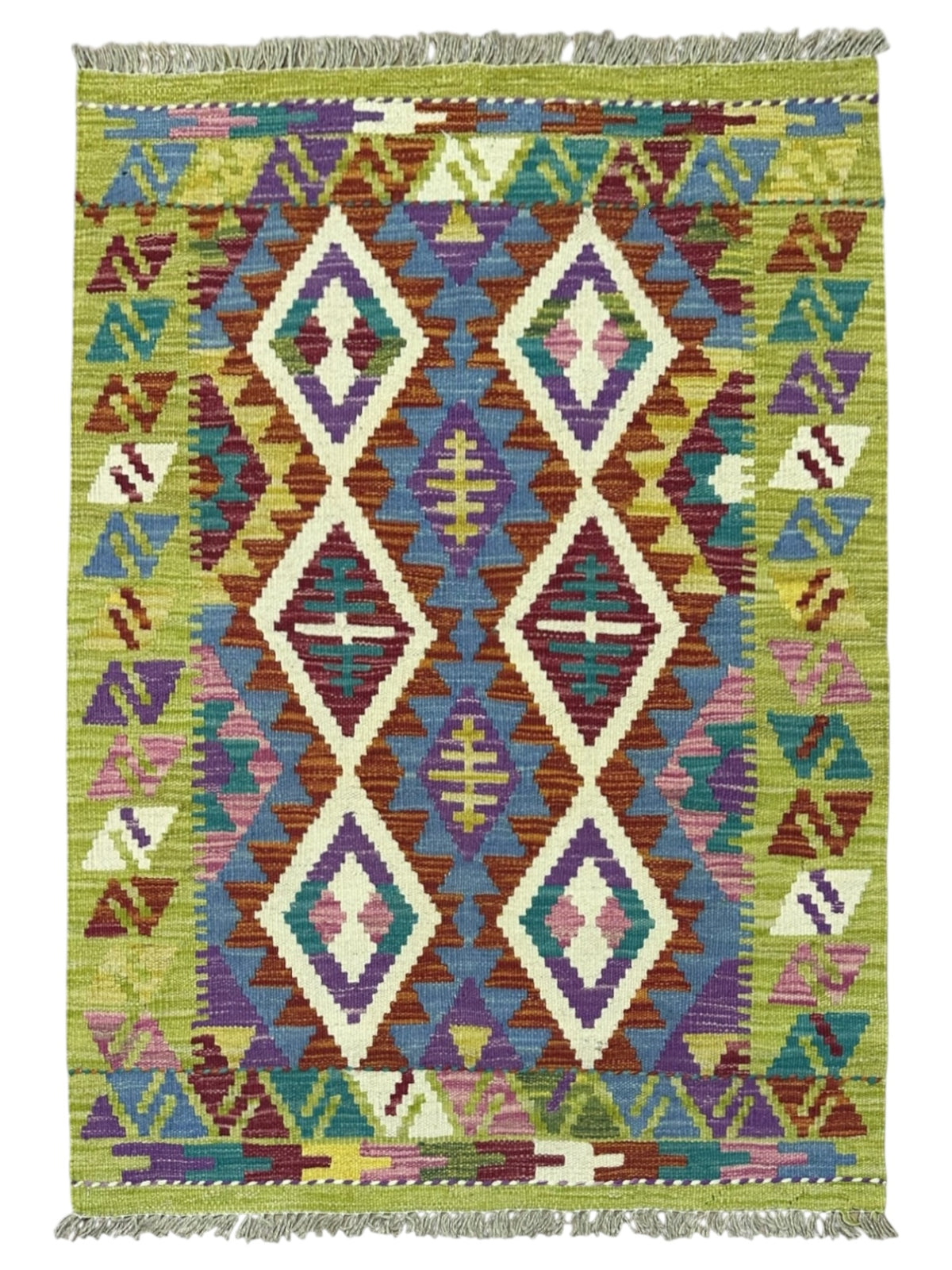 Afghan Kilim Rug 2'9" x 3'8", Hand-Woven Wool, No. 585