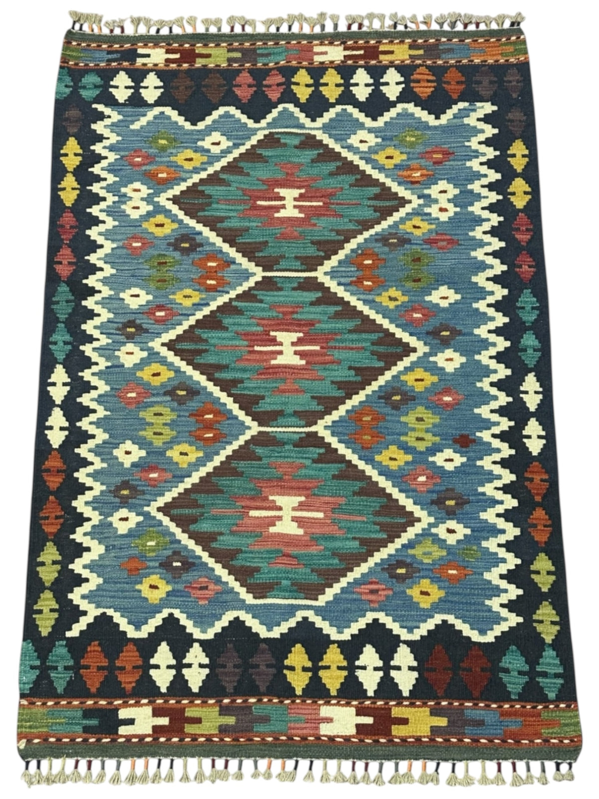 Afghan Kilim Rug 3'3" x 4'11", Hand-Woven Wool, No. 603, view 2