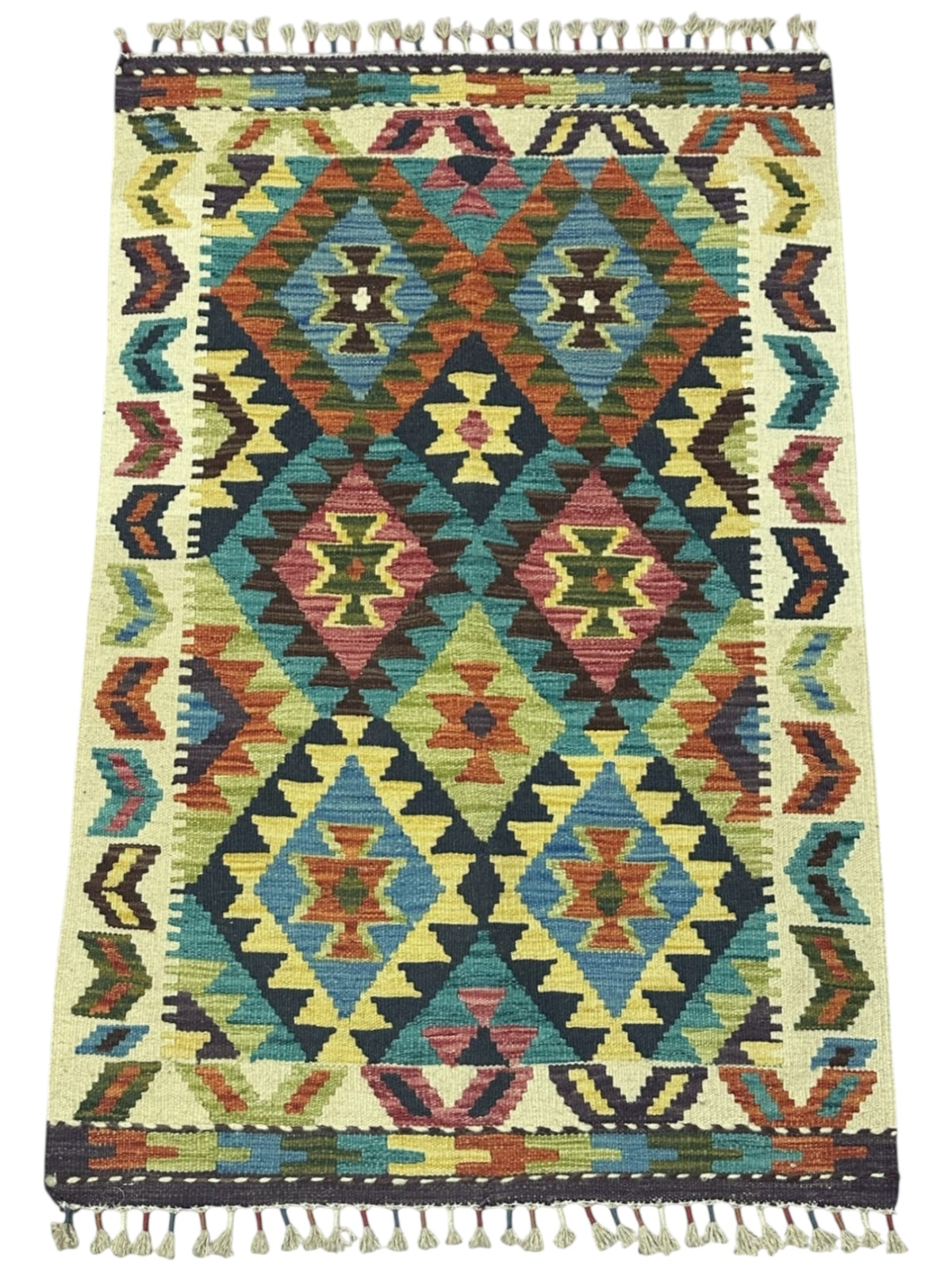 Afghan Kilim Rug 2'9" x 4'1", Hand-Woven Wool, No. 609, view 2