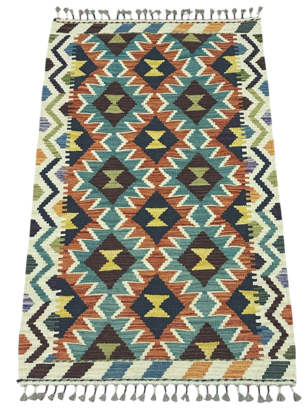 Afghan Kilim Rug 2'8" x 4'2", Hand-Woven Wool, No. 613, view 2