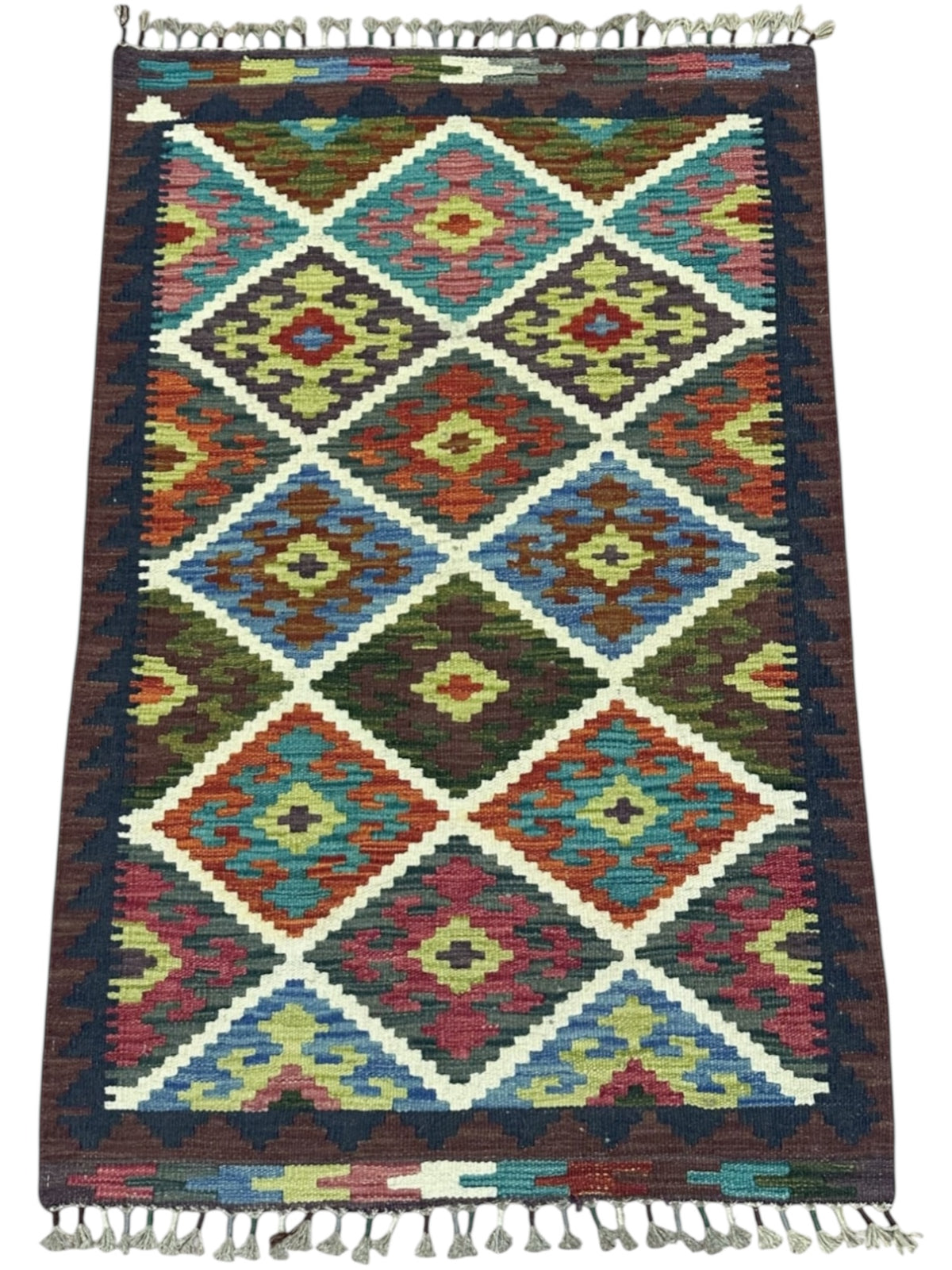 Afghan Kilim Rug 2'8" x 4'2", Hand-Woven Wool, No. 617, view 2
