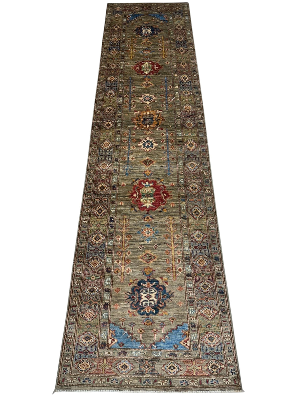 Afghan Super Kazak Runner 2'7" x 10', Hand-Knotted Ghazni Wool, view 2