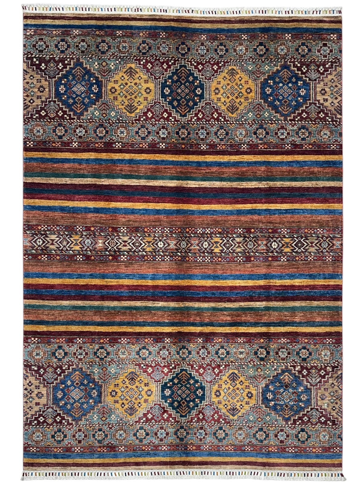 Afghan Khorjin Rug 5'10" x 7'8", Hand-Knotted Ghazni Wool