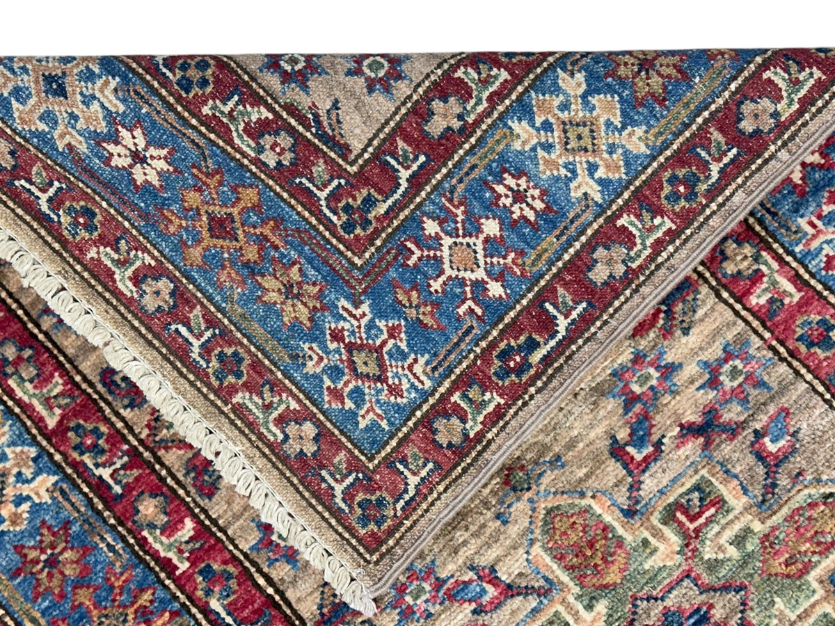 Afghan Kashi Runner 2'9" x 10'1", Hand-Knotted Wool, Red, view 4