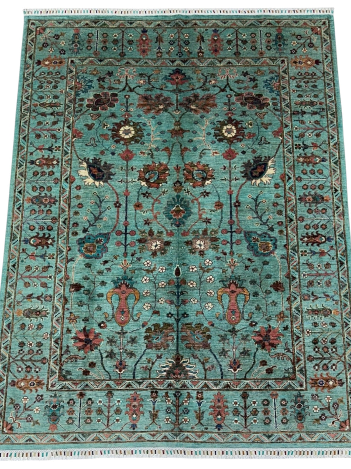 Afghan Chobi Sultani Rug 5'9" x 10'8", Hand-Knotted Ghazni Wool, Blue, view 2