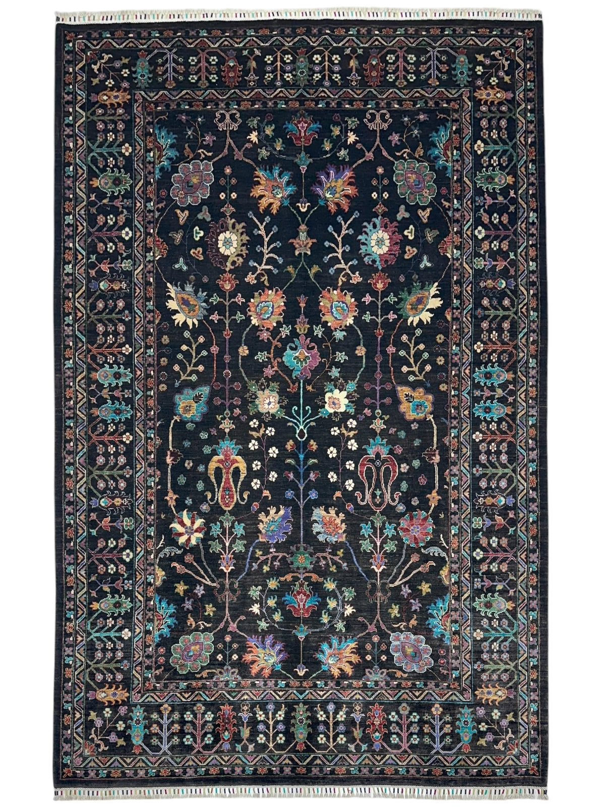 Afghan Chobi Sultani Rug 6'9" x 9'11", Hand-Knotted Ghazni Wool