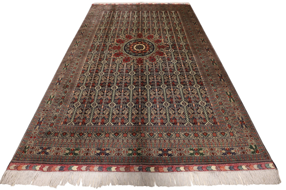 Afghani Rug 7x10 size range tribal Red Green laid flat